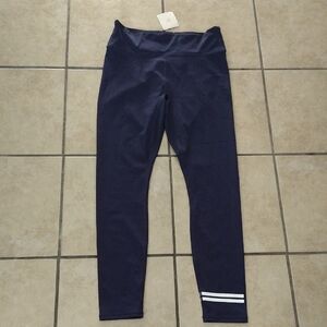 Fabletics Navy Leggings with White Ankle Stripe (Women's)